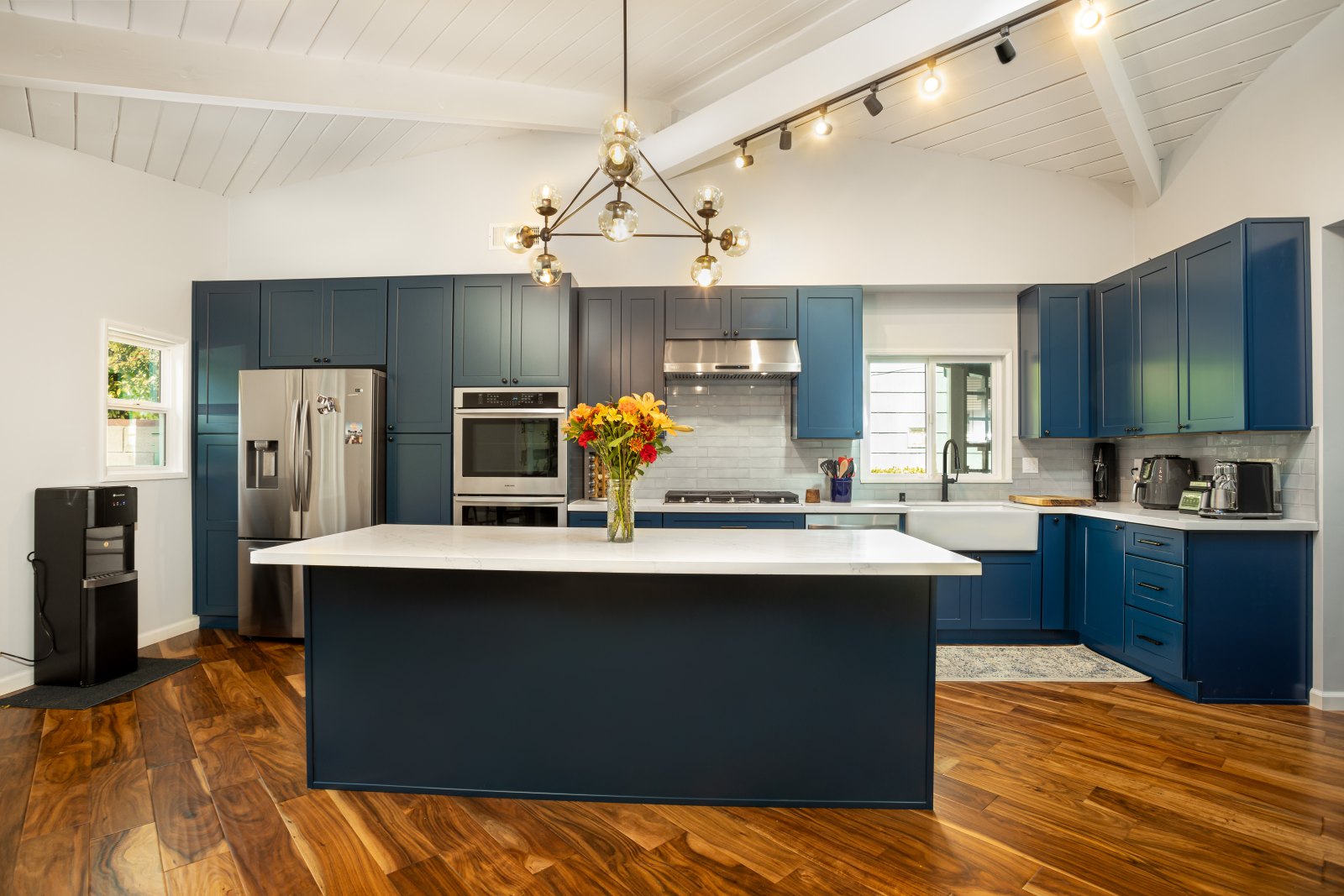 Completed residential renovation with open living space