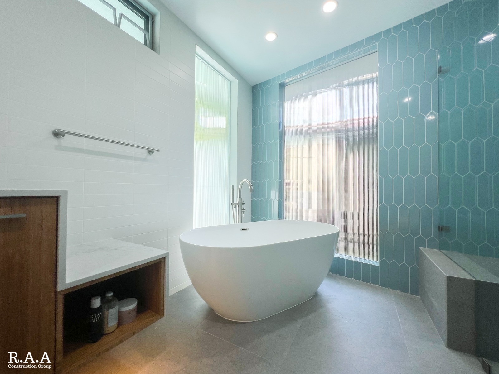 Remodeled bathroom with finished tile flooring